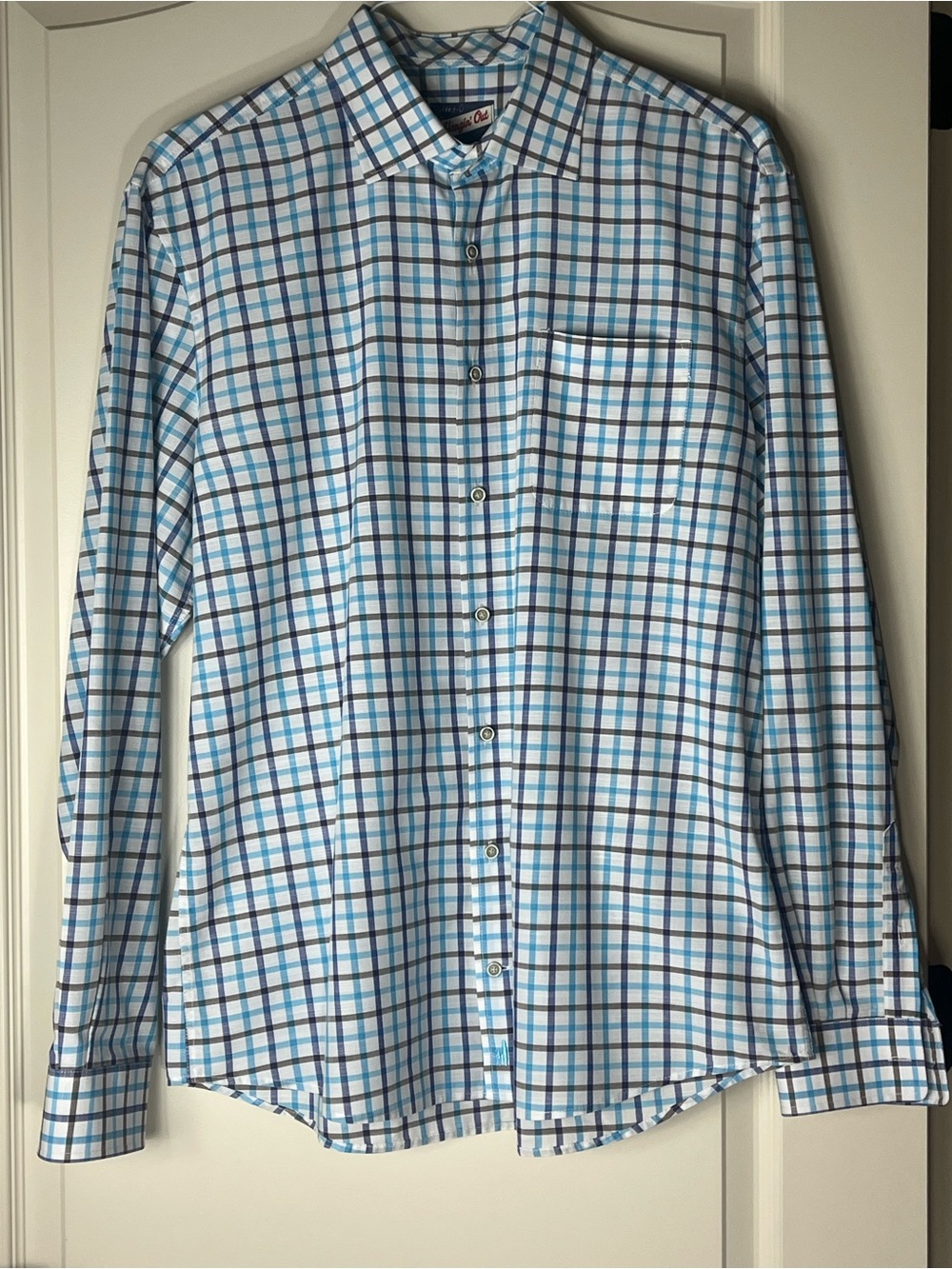johnnie-O White Button-Down Shirt with Blue and purple Plaid